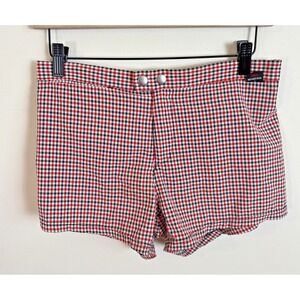 Whittall and Shon Swim Trunks Shorts Mens Sz M Red Check Plaid 3" Inseam Rare